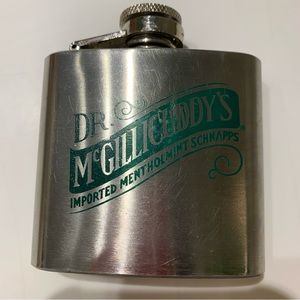 Vintage Dr. McGillicuddy’s imported Mentholmint Schnapps 25oz SS hip flask